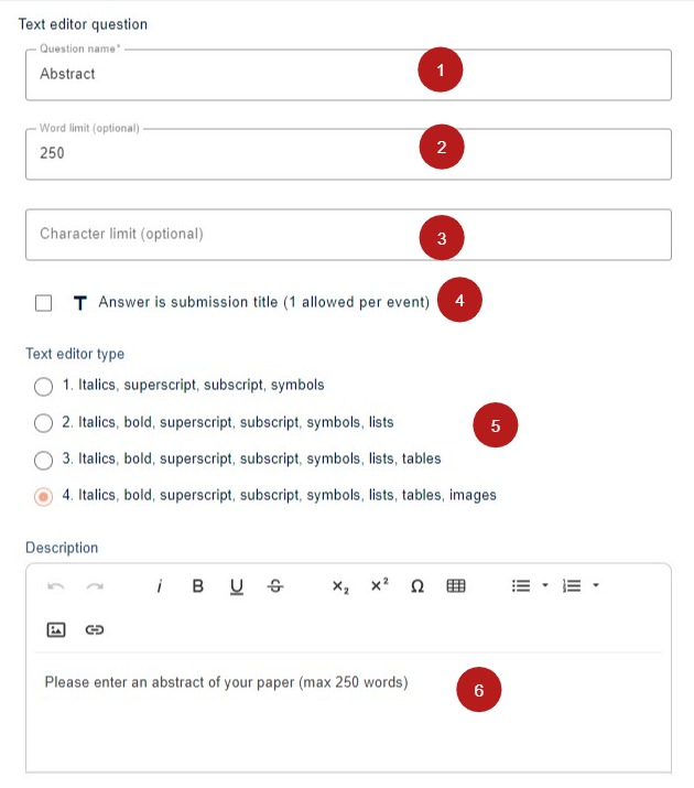 Question Text Format Question types